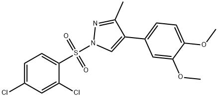 1-[(2,4-DICHLOROPHENYL)SULFONYL]-4-(3,4-DIMETHOXYPHENYL)-3-METHYL-1H-PYRAZOLE 结构式
