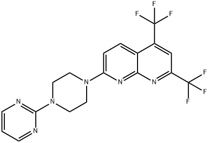 7-[4-(2-PYRIMIDINYL)PIPERAZINO]-2,4-BIS(TRIFLUOROMETHYL)[1,8]NAPHTHYRIDINE 结构式