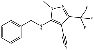 5-(BENZYLAMINO)-1-METHYL-3-(TRIFLUOROMETHYL)-1H-PYRAZOLE-4-CARBONITRILE 结构式