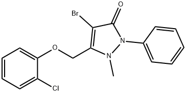 4-BROMO-3-((2-CHLOROPHENOXY)METHYL)-2-METHYL-1-PHENYL-3-PYRAZOLIN-5-ONE 结构式