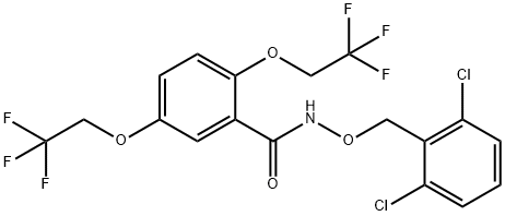 N-[(2,6-DICHLOROBENZYL)OXY]-2,5-BIS(2,2,2-TRIFLUOROETHOXY)BENZENECARBOXAMIDE 结构式