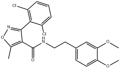3-(2,6-二氯苯基)-N-(3,4-二甲氧基苯乙基)-5-甲基异噁唑-4-甲酰胺 结构式