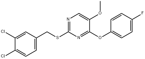 2-[(3,4-DICHLOROBENZYL)SULFANYL]-4-(4-FLUOROPHENOXY)-5-METHOXYPYRIMIDINE 结构式