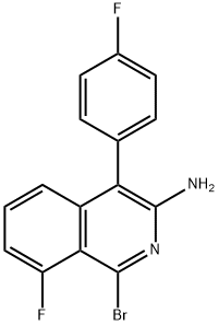 1-Bromo-8-fluoro-4-(4-fluorophenyl)-3-isoquinolinamine 结构式