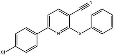 6-(4-CHLOROPHENYL)-2-(PHENYLSULFANYL)NICOTINONITRILE 结构式