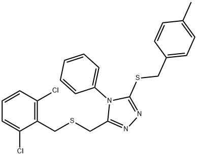 2,6-DICHLOROBENZYL (5-[(4-METHYLBENZYL)SULFANYL]-4-PHENYL-4H-1,2,4-TRIAZOL-3-YL)METHYL SULFIDE 结构式