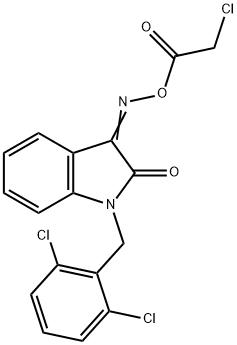 3-([(2-CHLOROACETYL)OXY]IMINO)-1-(2,6-DICHLOROBENZYL)-1,3-DIHYDRO-2H-INDOL-2-ONE 结构式