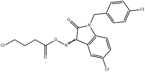5-CHLORO-1-(4-CHLOROBENZYL)-3-([(4-CHLOROBUTANOYL)OXY]IMINO)-1,3-DIHYDRO-2H-INDOL-2-ONE 结构式