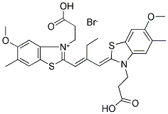 3-CARBOXYETHYL-2-(2-((3-CARBOXYETHYL-5-METHYL-6-METHOXY-2-BENZOTHIAZOLINYLIDENE) METHYL)-1-BUTENYL)-5-METHYL-6-METHOXY BENZOTHIAZOLIUM BROMIDE 结构式