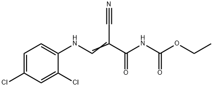 ETHYL N-[2-CYANO-3-(2,4-DICHLOROANILINO)ACRYLOYL]CARBAMATE 结构式