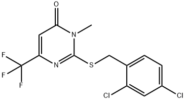 2-[(2,4-DICHLOROBENZYL)SULFANYL]-3-METHYL-6-(TRIFLUOROMETHYL)-4(3H)-PYRIMIDINONE 结构式