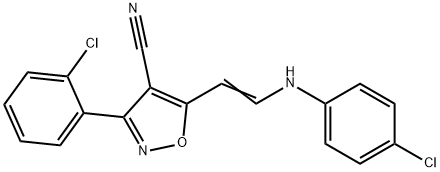 5-[2-(4-CHLOROANILINO)VINYL]-3-(2-CHLOROPHENYL)-4-ISOXAZOLECARBONITRILE 结构式