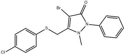 4-Bromo-3-((4-chlorophenylthio)methyl)-2-methyl-1-phenyl-3-pyrazolin-5-one 结构式