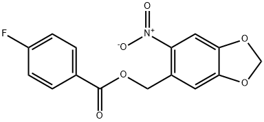 (6-Nitro-1,3-benzodioxol-5-yl)methyl 4-fluorobenzenecarboxylate 结构式