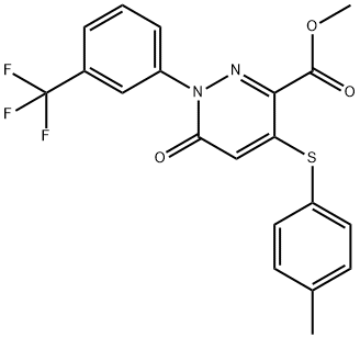 Methyl 4-[(4-methylphenyl)sulfanyl]-6-oxo-1-[3-(trifluoromethyl)phenyl]-1,6-dihydro-3-pyridazinecarboxylate 结构式
