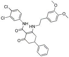 N-(3,4-DICHLOROPHENYL)(6-((2-(3,4-DIMETHOXYPHENYL)ETHYL)AMINO)-2-OXO-4-PHENYLCYCLOHEX-1-ENYL)FORMAMIDE 结构式