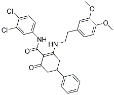N-(3,4-Dichlorophenyl)(6-((2-(3,4-dimethoxyphenyl)ethyl)amino)-2-oxo-4-phenylcyclohex-1-enyl)formamide 结构式