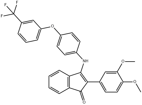 2-(3,4-DIMETHOXYPHENYL)-3-((4-(3-(TRIFLUOROMETHYL)PHENOXY)PHENYL)AMINO)INDEN-1-ONE 结构式