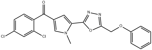 (2,4-DICHLOROPHENYL)(1-METHYL-5-[5-(PHENOXYMETHYL)-1,3,4-OXADIAZOL-2-YL]-1H-PYRROL-3-YL)METHANONE 结构式