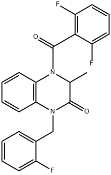 4-(2,6-DIFLUOROBENZOYL)-1-(2-FLUOROBENZYL)-3-METHYL-3,4-DIHYDRO-2(1H)-QUINOXALINONE 结构式