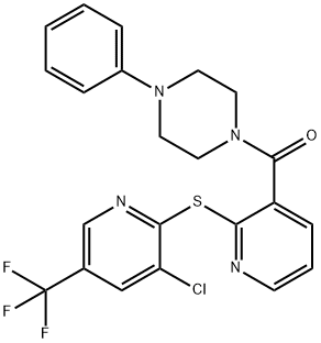 (2-([3-CHLORO-5-(TRIFLUOROMETHYL)-2-PYRIDINYL]SULFANYL)-3-PYRIDINYL)(4-PHENYLPIPERAZINO)METHANONE 结构式