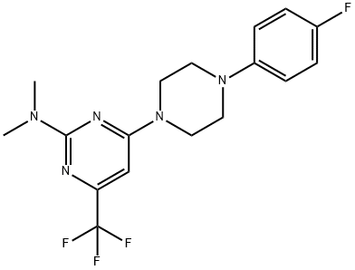 4-[4-(4-FLUOROPHENYL)PIPERAZINO]-N,N-DIMETHYL-6-(TRIFLUOROMETHYL)-2-PYRIMIDINAMINE 结构式