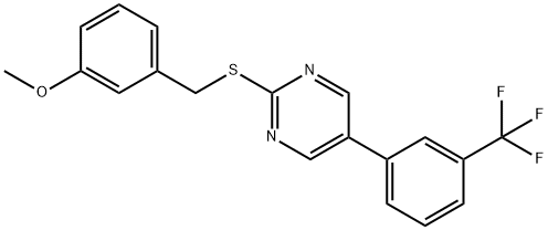 2-[(3-METHOXYBENZYL)SULFANYL]-5-[3-(TRIFLUOROMETHYL)PHENYL]PYRIMIDINE 结构式