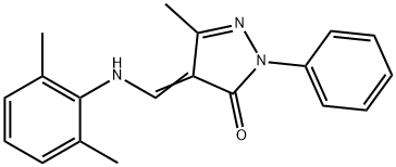 4-[(2,6-DIMETHYLANILINO)METHYLENE]-5-METHYL-2-PHENYL-2,4-DIHYDRO-3H-PYRAZOL-3-ONE 结构式