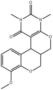 9-METHOXY-2,4-DIMETHYL-4,6A,7,12B-TETRAHYDRO-1H,6H-CHROMENO[4',3':4,5]PYRANO[2,3-D]PYRIMIDINE-1,3(2H)-DIONE 结构式