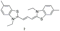 3-Ethyl-2-(3-(3-ethyl-6-methyl-2(3H)-benzothiazolidene)-1-propenyl)-6-methyl-benzothiazolium iodide 结构式