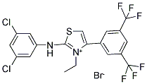 2-(3,5-DICHLOROANILINO)-4-[3,5-DI(TRIFLUOROMETHYL)PHENYL]-3-ETHYL-1,3-THIAZOL-3-IUM BROMIDE 结构式