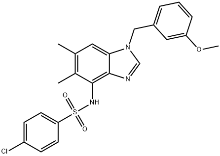 4-CHLORO-N-[1-(3-METHOXYBENZYL)-5,6-DIMETHYL-1H-1,3-BENZIMIDAZOL-4-YL]BENZENESULFONAMIDE 结构式
