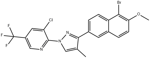 1-BROMO-6-(1-[3-CHLORO-5-(TRIFLUOROMETHYL)-2-PYRIDINYL]-4-METHYL-1H-PYRAZOL-3-YL)-2-NAPHTHYL METHYL ETHER 结构式