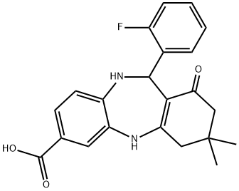 2,9-DIAZA-10-(2-FLUOROPHENYL)-14,14-DIMETHYL-12-OXOTRICYCLO[9.4.0.0(3,8)]PENTADECA-1(11),3(4),5,7-TETRAENE-5-CARBOXYLIC ACID 结构式