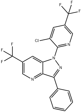 1-[3-CHLORO-5-(TRIFLUOROMETHYL)-2-PYRIDINYL]-3-PHENYL-6-(TRIFLUOROMETHYL)-1H-PYRAZOLO[4,3-B]PYRIDINE 结构式