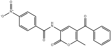 N-(5-BENZOYL-6-METHYL-2-OXO-2H-PYRAN-3-YL)-4-NITROBENZENECARBOXAMIDE 结构式