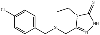 5-([(4-CHLOROBENZYL)SULFANYL]METHYL)-4-ETHYL-4H-1,2,4-TRIAZOL-3-YLHYDROSULFIDE 结构式