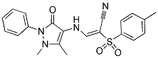 3-((2,3-DIMETHYL-5-OXO-1-PHENYL(3-PYRAZOLIN-4-YL))AMINO)-2-((4-METHYLPHENYL)SULFONYL)PROP-2-ENENITRILE 结构式