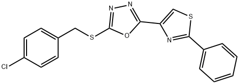 2-[(4-CHLOROBENZYL)SULFANYL]-5-(2-PHENYL-1,3-THIAZOL-4-YL)-1,3,4-OXADIAZOLE 结构式