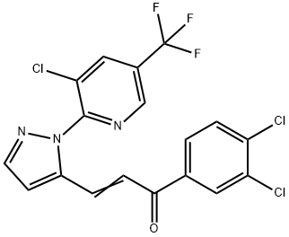 3-(1-[3-CHLORO-5-(TRIFLUOROMETHYL)-2-PYRIDINYL]-1H-PYRAZOL-5-YL)-1-(3,4-DICHLOROPHENYL)-2-PROPEN-1-ONE 结构式