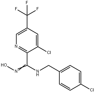 3-CHLORO-N-(4-CHLOROBENZYL)-N'-HYDROXY-5-(TRIFLUOROMETHYL)-2-PYRIDINECARBOXIMIDAMIDE 结构式