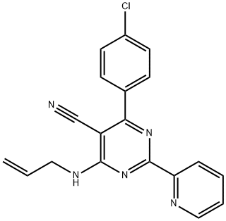 4-(Allylamino)-6-(4-chlorophenyl)-2-(2-pyridinyl)-5-pyrimidinecarbonitrile 结构式