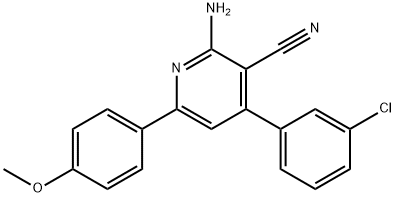 2-氨基-4-(3-氯苯基)-6-(4-甲氧基苯基)烟腈 结构式