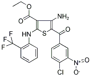 ETHYL 4-AMINO-5-(4-CHLORO-3-NITROBENZOYL)-2-[2-(TRIFLUOROMETHYL)ANILINO]THIOPHENE-3-CARBOXYLATE 结构式