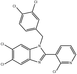 5,6-DICHLORO-2-(2-CHLORO-3-PYRIDINYL)-1-(3,4-DICHLOROBENZYL)-1H-1,3-BENZIMIDAZOLE 结构式