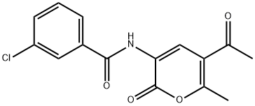 N-(5-Acetyl-6-methyl-2-oxo-2H-pyran-3-yl)-3-chlorobenzenecarboxamide 结构式