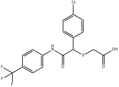 2-((1-(4-CHLOROPHENYL)-2-OXO-2-[4-(TRIFLUOROMETHYL)ANILINO]ETHYL)SULFANYL)ACETIC ACID 结构式