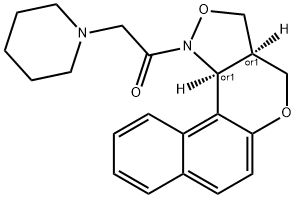 1-[3A,11C-DIHYDRO-3H-BENZO[5,6]CHROMENO[4,3-C]ISOXAZOL-1(4H)-YL]-2-PIPERIDINO-1-ETHANONE 结构式