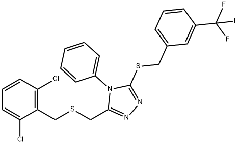 2,6-DICHLOROBENZYL (4-PHENYL-5-([3-(TRIFLUOROMETHYL)BENZYL]SULFANYL)-4H-1,2,4-TRIAZOL-3-YL)METHYL SULFIDE 结构式