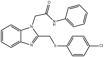 2-(2-(((4-氯苯基)硫代)甲基)-1H-苯并[D]咪唑-1-基)-N-苯基乙酰胺 结构式